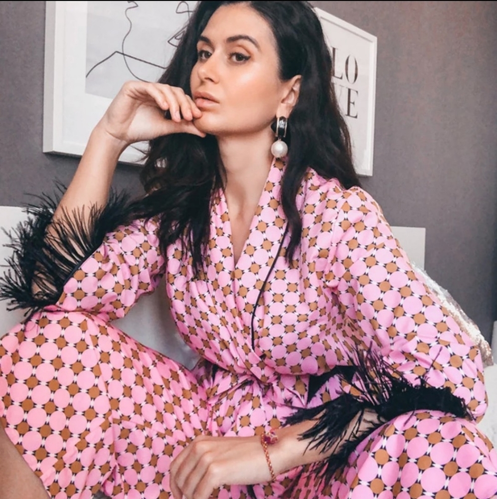 NWT Plaid Feather Spring Vintage Pant Suit Set S:M